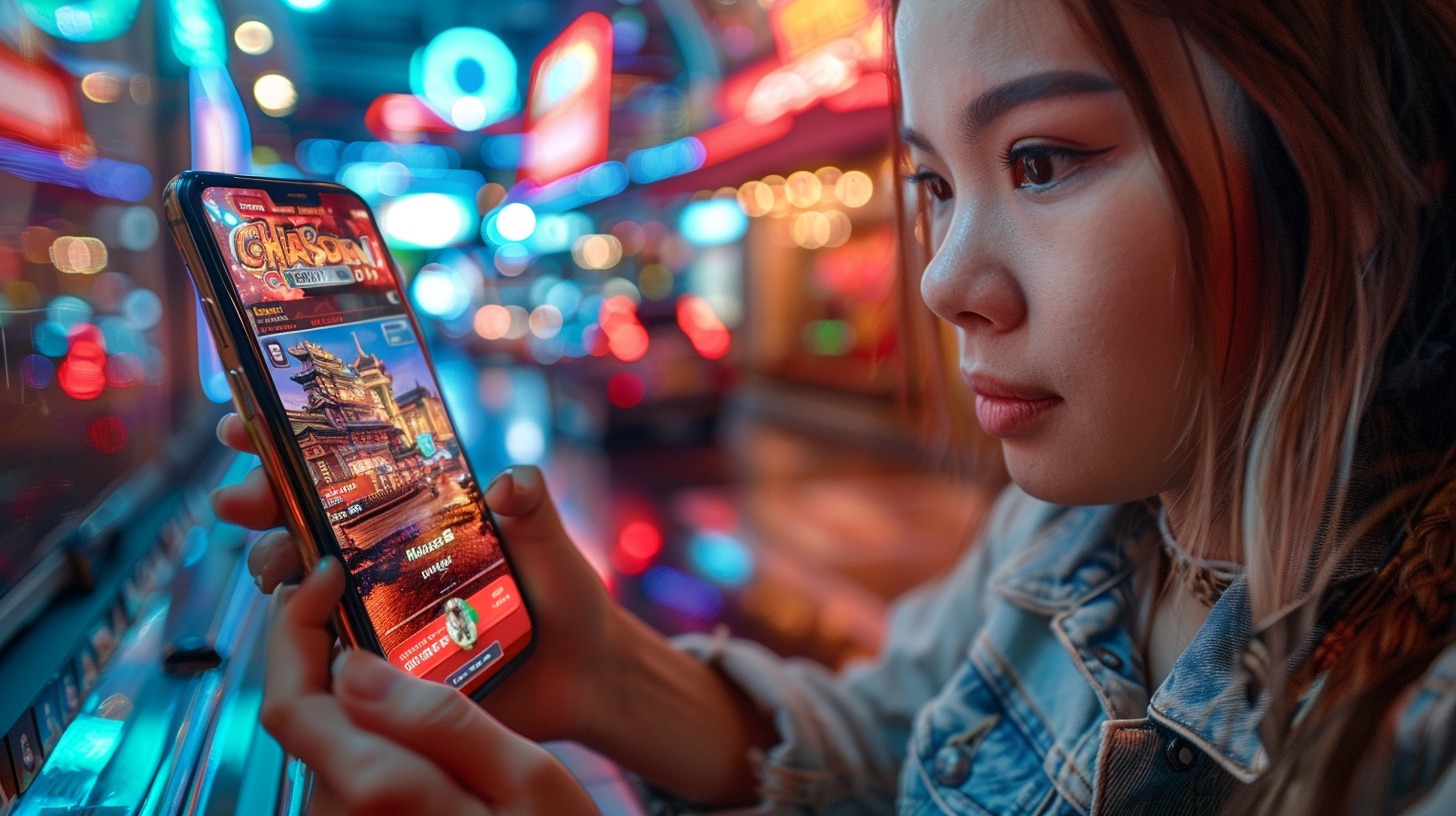 girl playing in casino game